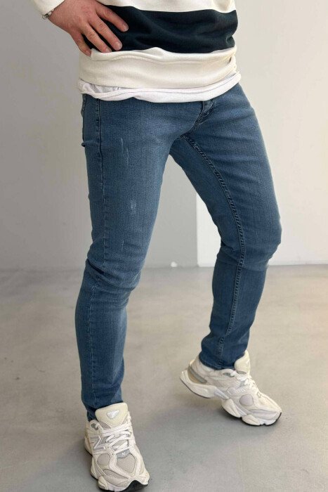 SLIM FIT ONE COLOR MEN JEANS LIGHTBLUE/BZ - 2