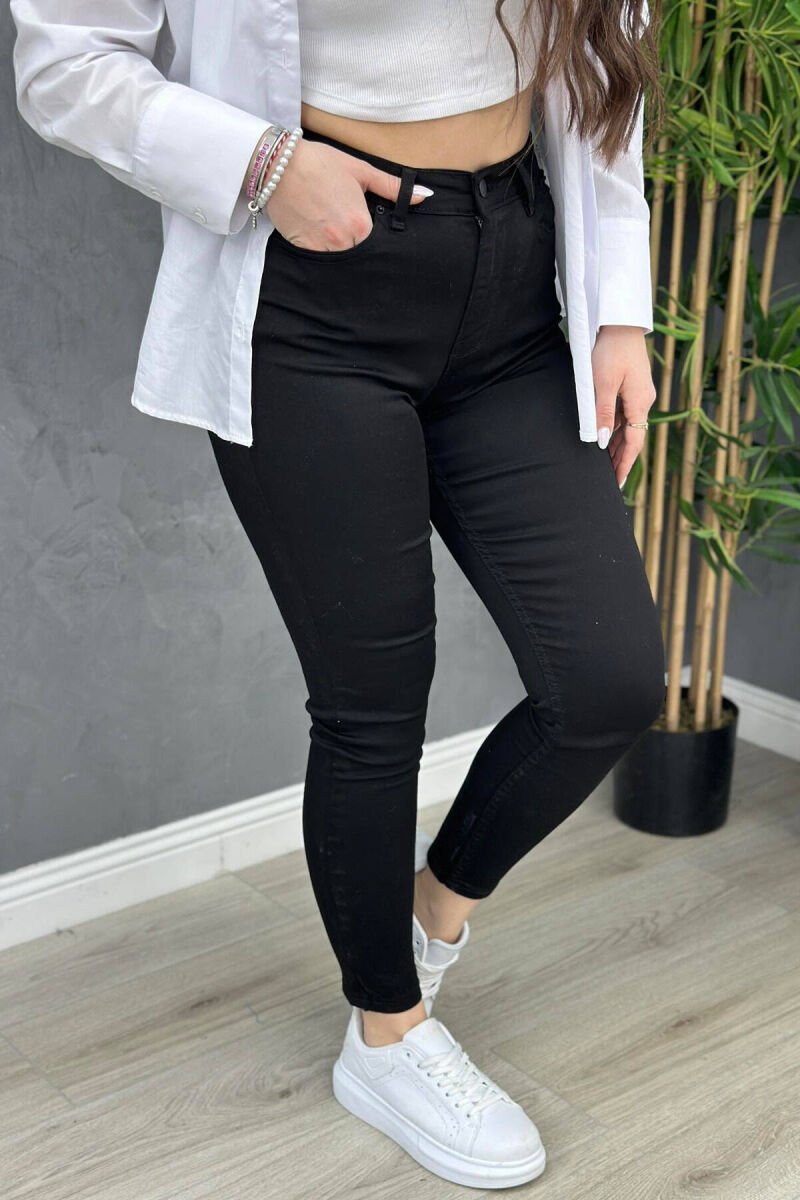 SLIM FIT ONE COLOR WOMAN JEANS BLACK/ E ZEZE - 3