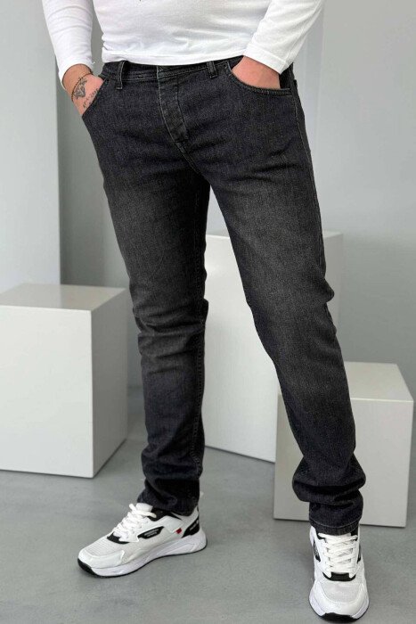 SLIM FIT SIMPLE MEN JEANS GREY/GRI - KLAUDIO FASHION