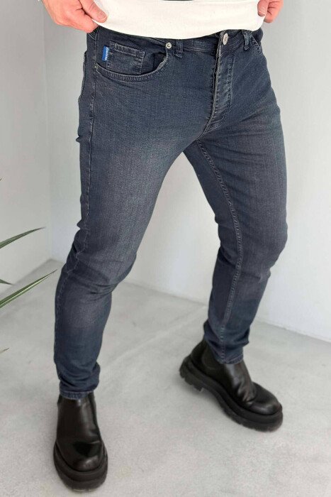 SLIM FIT SIMPLE MEN JEANS DARK BLUE/BEE - 2