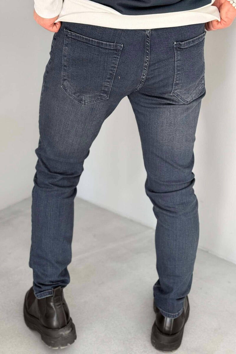 SLIM FIT SIMPLE MEN JEANS DARK BLUE/BEE - 3