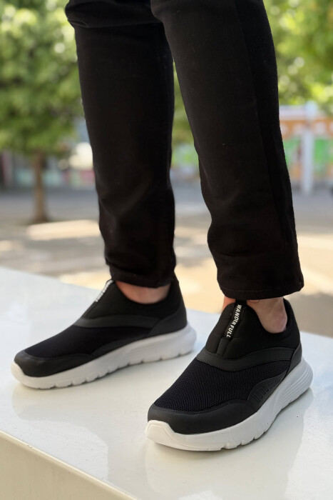 SLIP ON EVERYDAY SIMPLE MEN SNEAKERS BLACK-WHITE/ZEBA - KLAUDIO FASHION