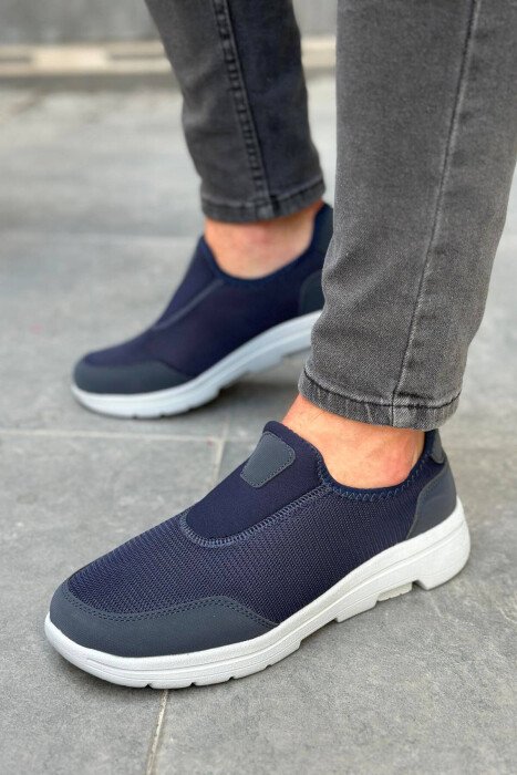SLIP ON MEN SNEAKERS GREY-BLUE/ GRBL - KLAUDIO FASHION
