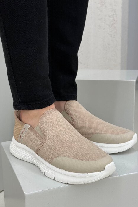 SLIP ON SIMPLE EVERYDAY MEN SNEAKERS BEIGE/BEZHE - KLAUDIO FASHION