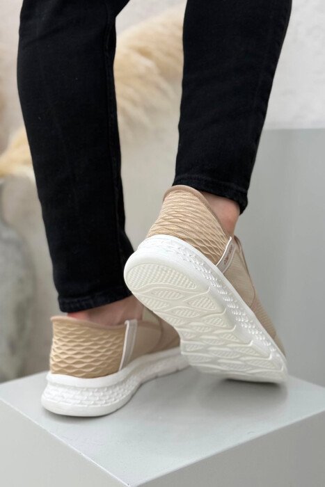 SLIP ON SIMPLE EVERYDAY MEN SNEAKERS BEIGE/BEZHE - 4
