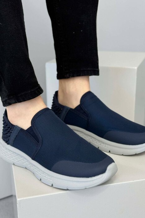 SLIP ON SIMPLE EVERYDAY MEN SNEAKERS BLUE/BLU - KLAUDIO FASHION