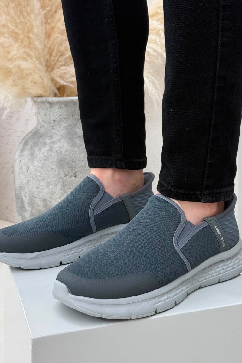 SLIP ON SIMPLE EVERYDAY MEN SNEAKERS GREY/GRI - 3