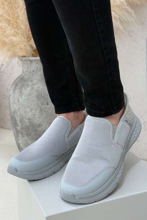 SLIP ON SIMPLE EVERYDAY MEN SNEAKERS LIGHT GREY/GZ - 3