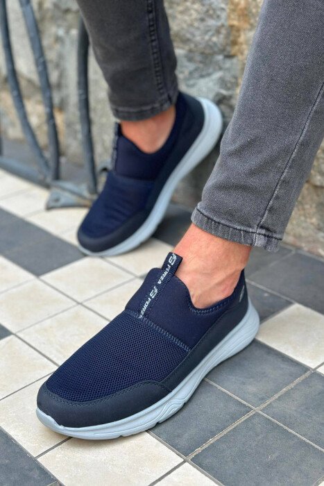 SLIP ON SIMPLE MEN SNEAKERS GREY-BLUE/ GRBL - KLAUDIO FASHION