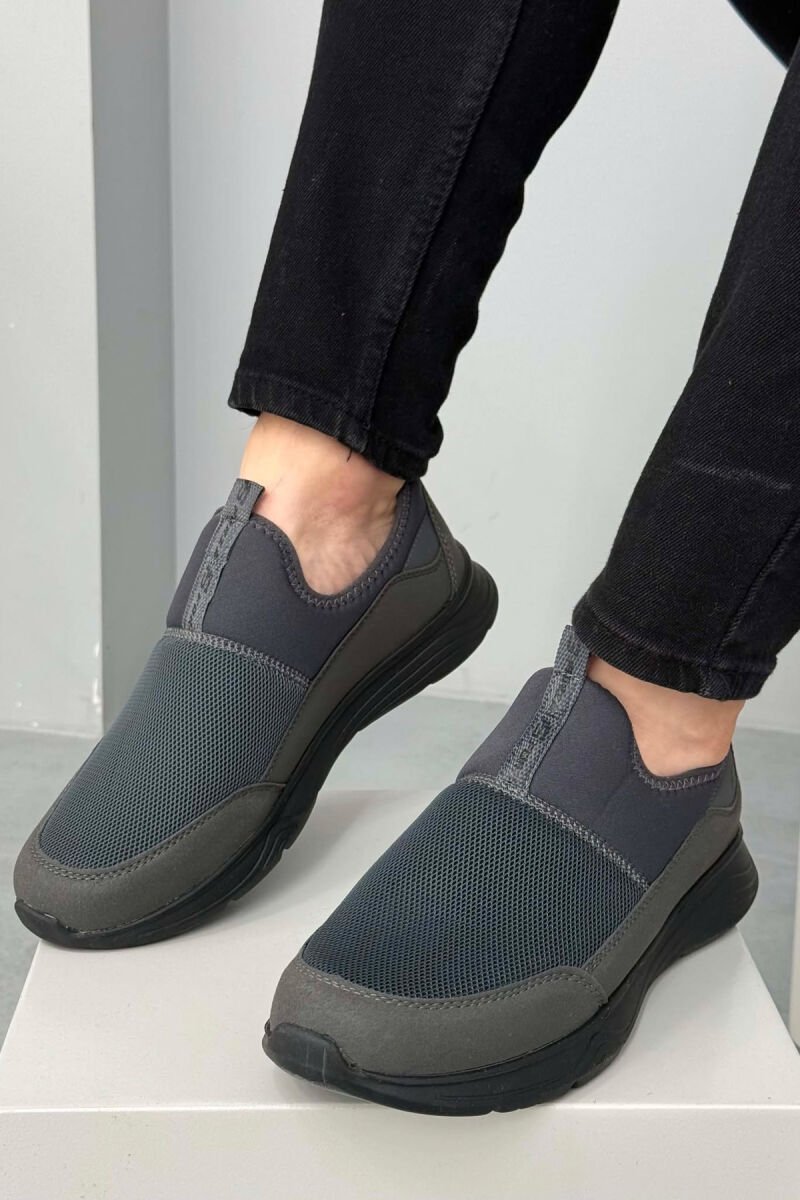 SLIP ON SIMPLE MEN SNEAKERS GREY/BLACK-GRZE - 1