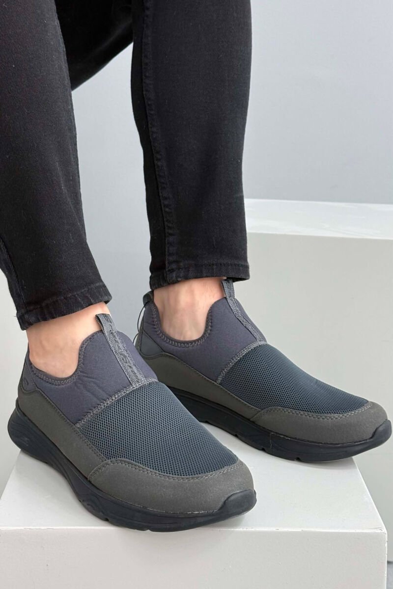 SLIP ON SIMPLE MEN SNEAKERS GREY/BLACK-GRZE - 2