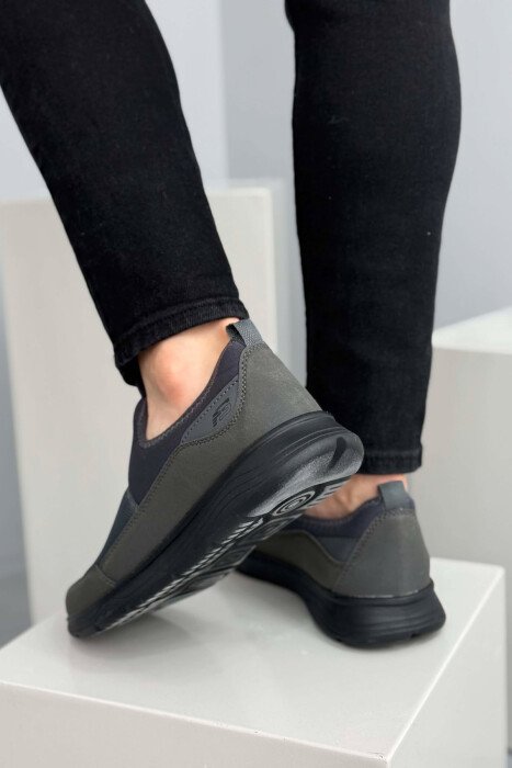 SLIP ON SIMPLE MEN SNEAKERS GREY/BLACK-GRZE - 3