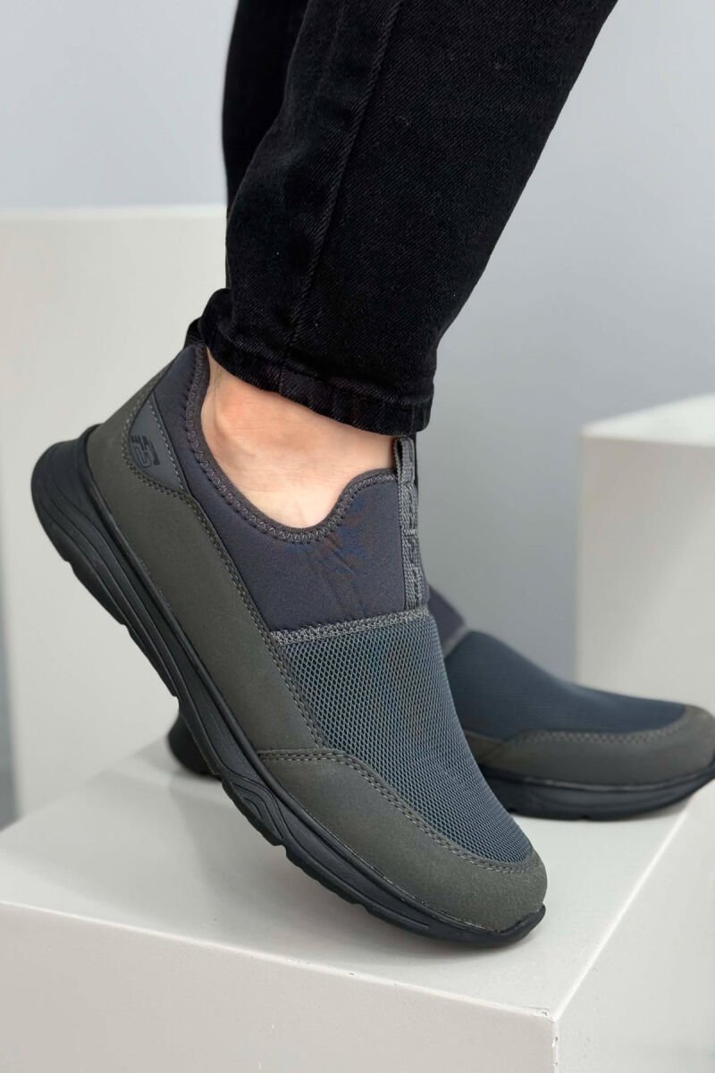 SLIP ON SIMPLE MEN SNEAKERS GREY/BLACK-GRZE - 4