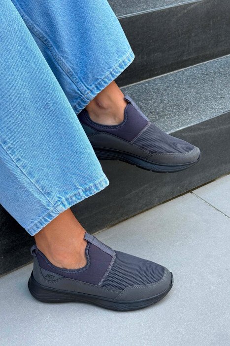 SLIP ON SIMPLE WOMEN SNEAKERS DARK GREY/GEE - KLAUDIO FASHION