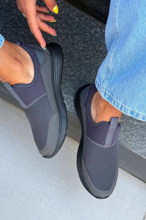 SLIP ON SIMPLE WOMEN SNEAKERS DARK GREY/GEE - 2
