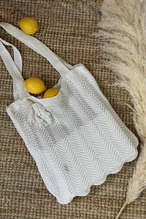 SMALL DETAIL CROCHET BEACH WOMEN BAG CREAM/KREM - 1
