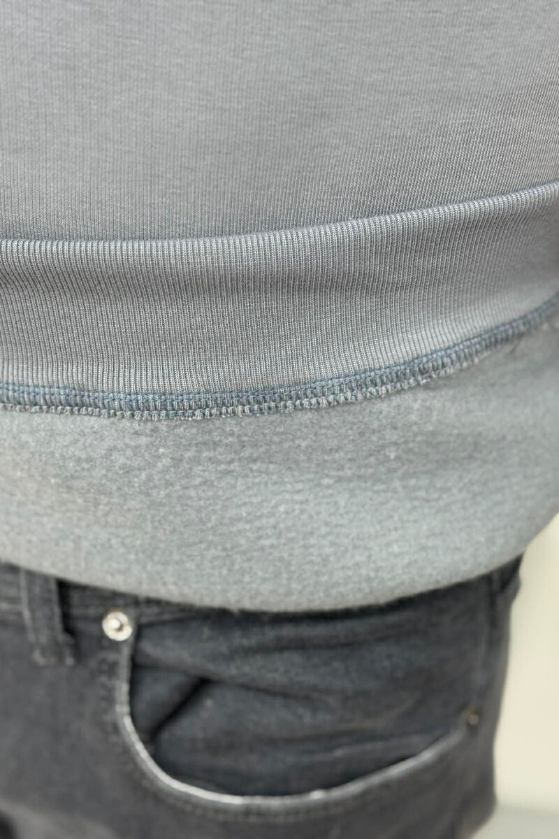 SMALL DETAIL ONE COLOR FLUFFY MEN HOODIE GREY/GRI - 4