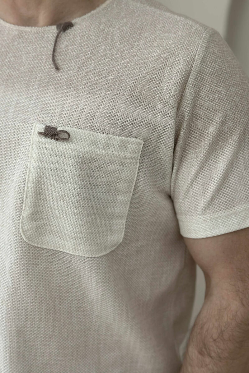 SMALL DETAILS SINGLE POCKET MEN T-SHIRT CREAM/KREM - 3
