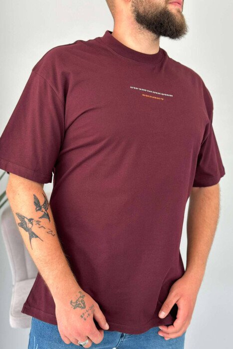 SMALL FRONT WRITTINGS MEN T-SHIRT BURGUNDY/VISHNJE - 1
