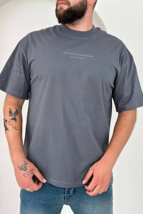 SMALL FRONT WRITTINGS MEN T-SHIRT DARK GREY/GEE - KLAUDIO FASHION