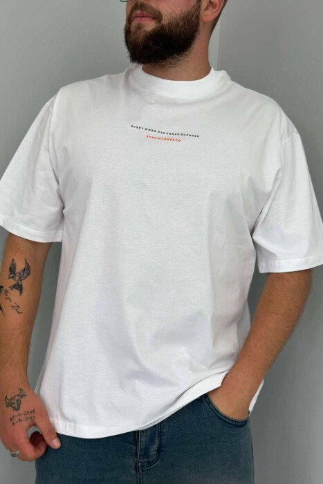 SMALL FRONT WRITTINGS MEN T-SHIRT WHITE/GREY-BAGR - 1