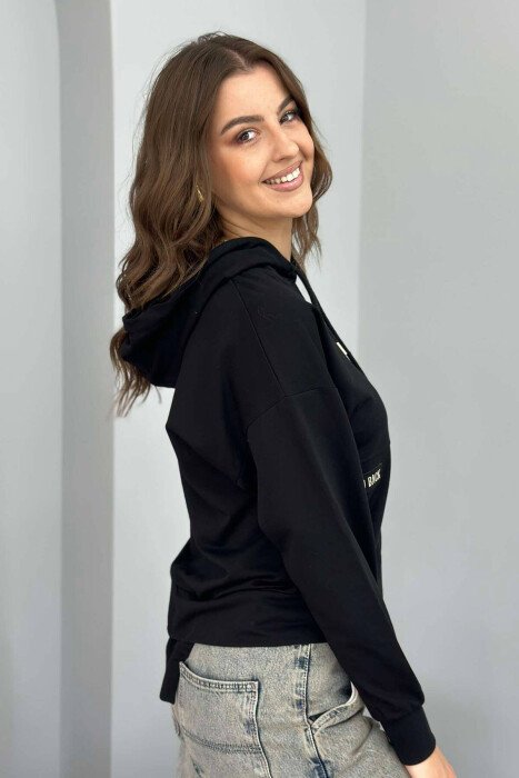 SMALL FRONT WRITTINGS WOMEN HOODIE BLACK/ E ZEZE - 2