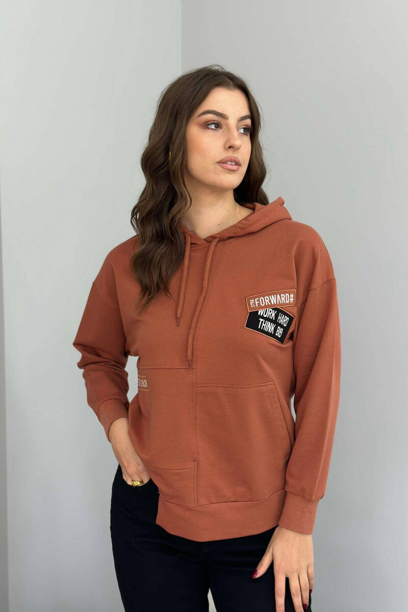 SMALL FRONT WRITTINGS WOMEN HOODIE BROWN/KAFE - 1