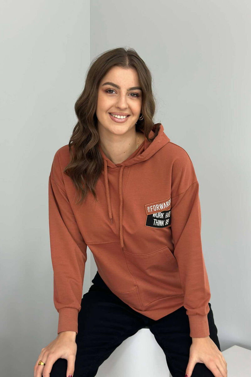 SMALL FRONT WRITTINGS WOMEN HOODIE BROWN/KAFE - 2