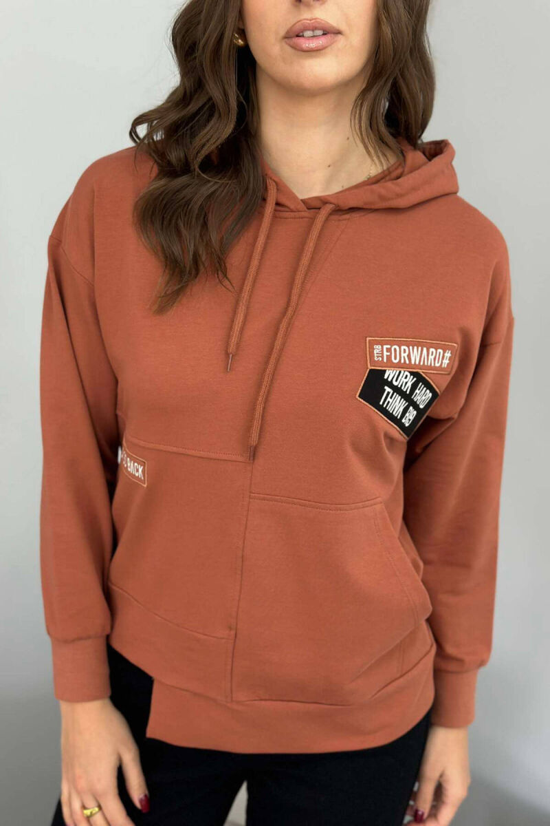 SMALL FRONT WRITTINGS WOMEN HOODIE BROWN/KAFE - 3