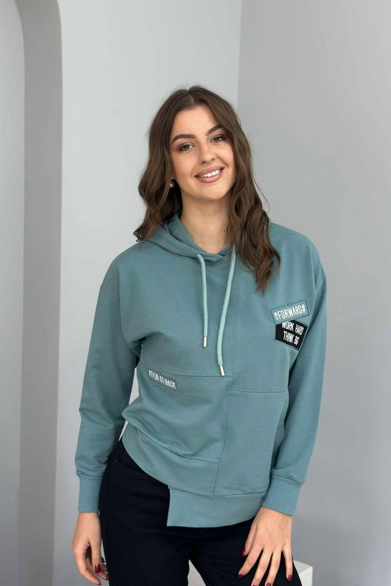 SMALL FRONT WRITTINGS WOMEN HOODIE MINT/MENTE - 1