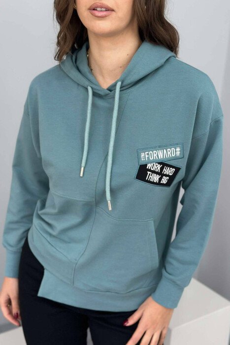 SMALL FRONT WRITTINGS WOMEN HOODIE MINT/MENTE - 4