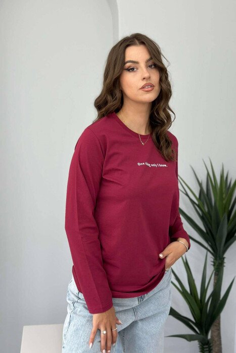 SMALL FRONT WRITTINGS WOMEN SWEATSHIRT BURGUNDY/VISHNJE 