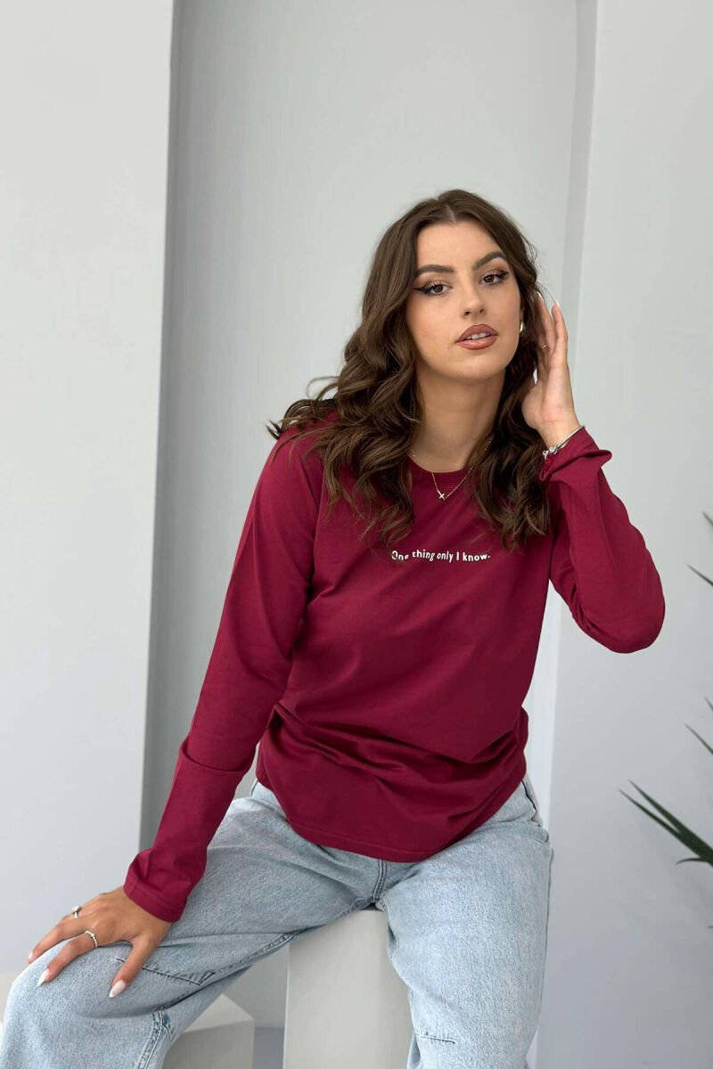 SMALL FRONT WRITTINGS WOMEN SWEATSHIRT BURGUNDY/VISHNJE - 2