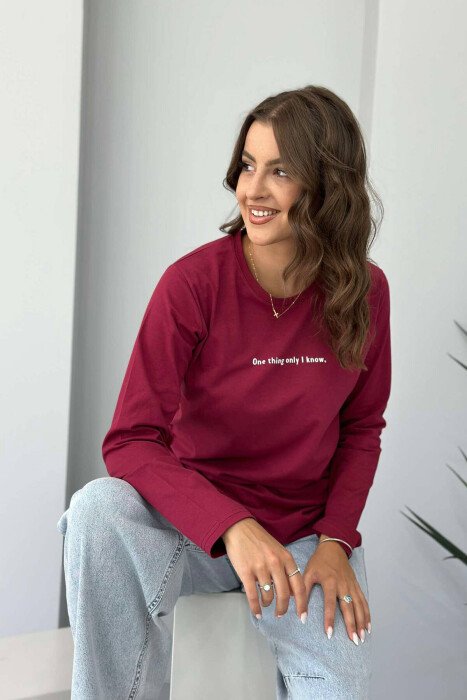 SMALL FRONT WRITTINGS WOMEN SWEATSHIRT BURGUNDY/VISHNJE - 3
