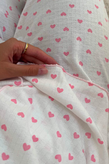 SMALL HEARTS DESIGN SHIRT+TROUSERS WOMEN PYJAMAS WHITE-PINK/BARO - 5