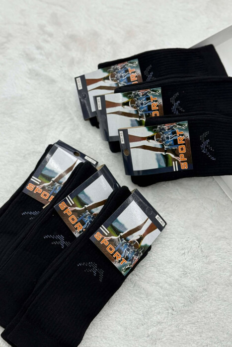 SMALL LOGO 6 PAIR MEN SOCKS BLACK/ E ZEZE - KLAUDIO FASHION