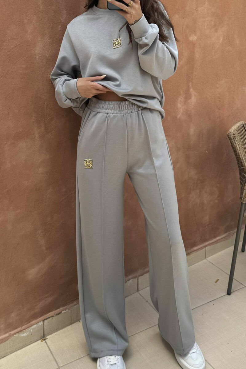 SMALL LOGO BLOUSE+SWEATPANTS ONE COLOR WOMEN SET GREY/GRI - 2