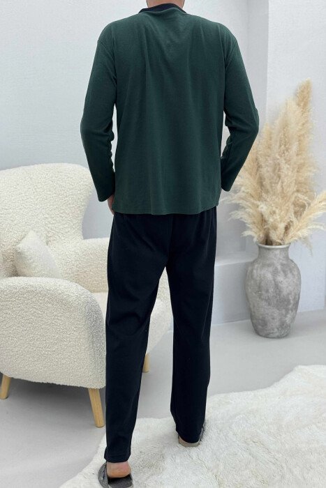 SMALL LOGO BUTTONS SWEATSHIRT+SWEATPANTS MEN PYJAMAS DARK GREEN/JEE - 4