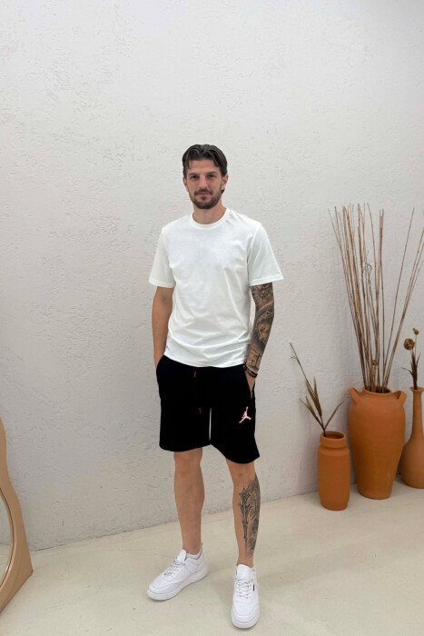 SMALL LOGO ONE COLOR MEN SHORT SWEATPANTS DARK BLUE+RED/BEE+KU - 1