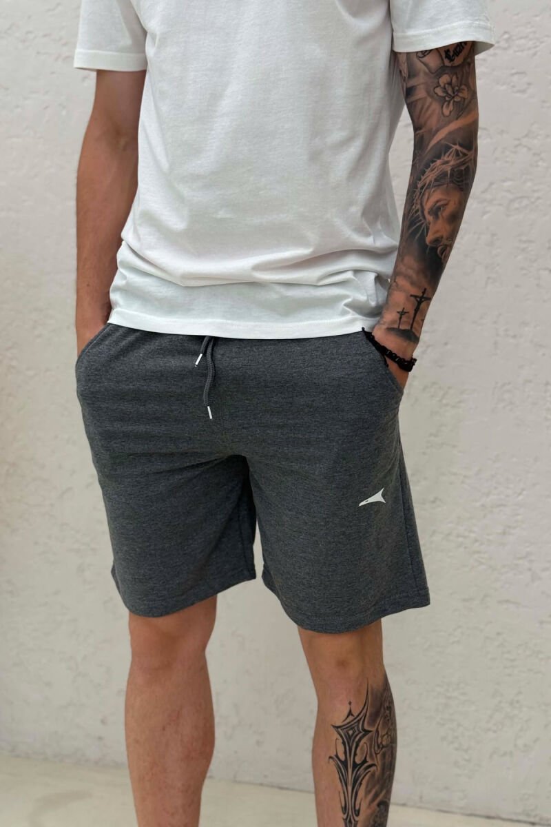 SMALL LOGO ONE COLOR MEN SHORT SWEATPANTS GREY/GRI - 2