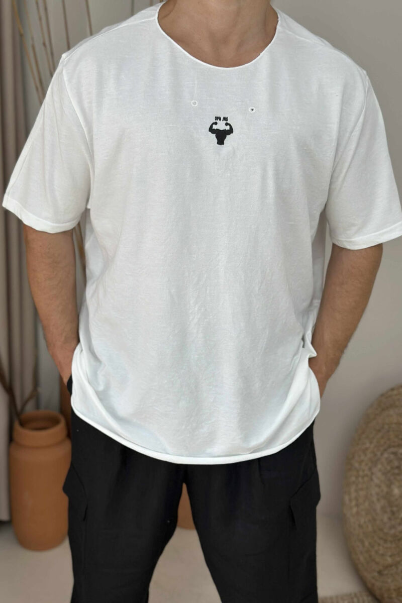 SMALL LOGO ONE COLOR MEN T-SHIRT WHITE-E BARDHE - 3