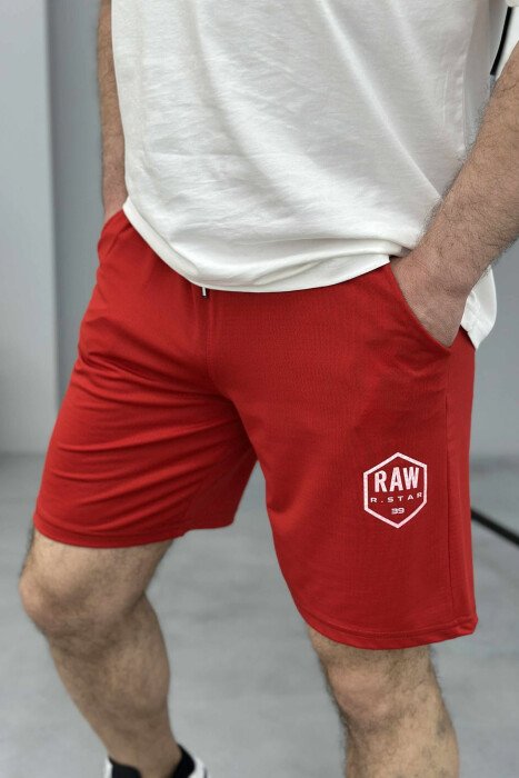 SMALL LOGO ONE COLOR SHORT MEN SWEATPANTS RED/E KUQE 