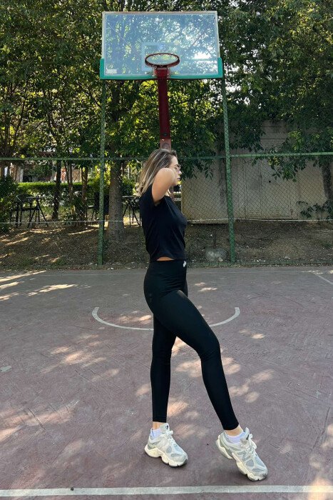 SMALL LOGO ONE COLOR WOMEN LEGGINGS BLACK/ E ZEZE - 3