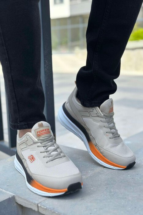 SMALL LOGO PLATFORM MEN SNEAKERS BEIGE+ORANGE/BZHPO - 2