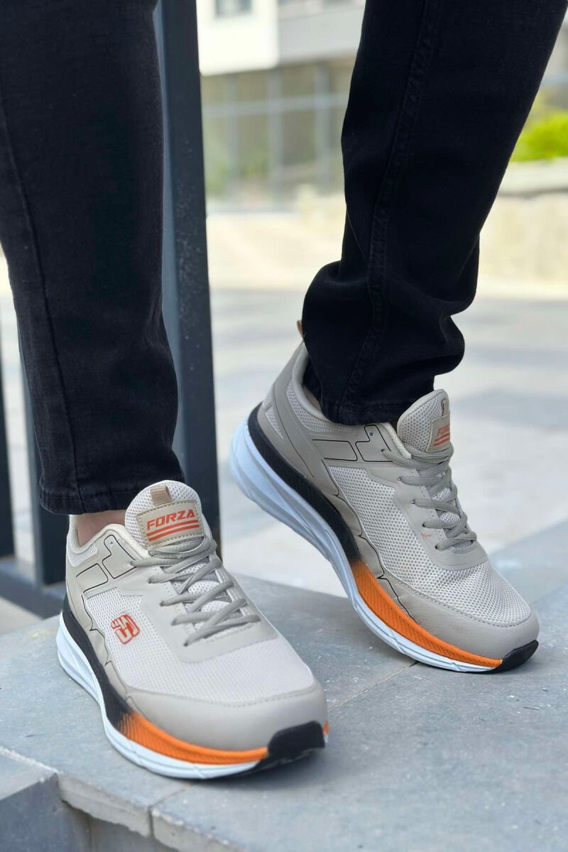 SMALL LOGO PLATFORM MEN SNEAKERS BEIGE+ORANGE/BZHPO - 2