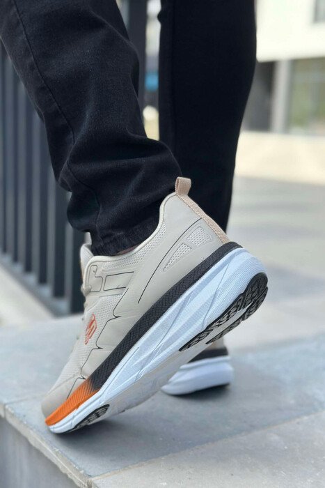 SMALL LOGO PLATFORM MEN SNEAKERS BEIGE+ORANGE/BZHPO - 4