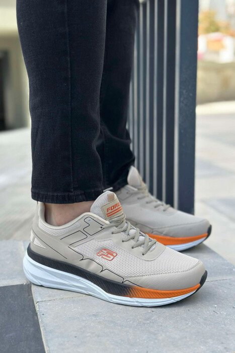 SMALL LOGO PLATFORM MEN SNEAKERS BEIGE+ORANGE/BZHPO - 5