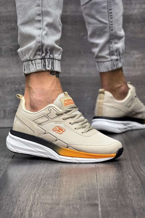 SMALL LOGO PLATFORM MEN SNEAKERS BEIGE+ORANGE/BZHPO - 1