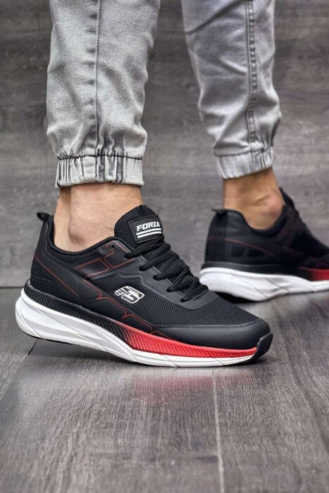 SMALL LOGO PLATFORM MEN SNEAKERS BLACK-RED/ZEKU - 2