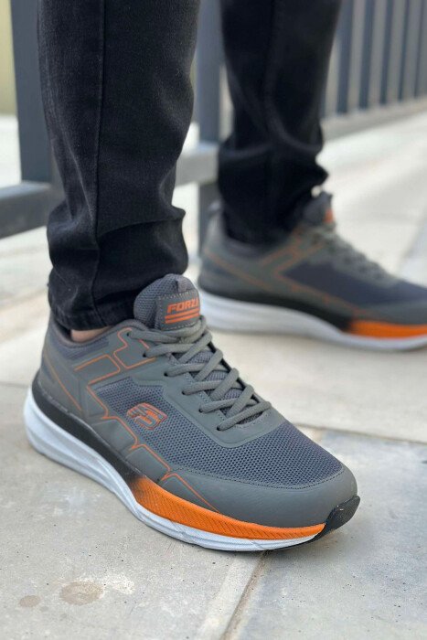 SMALL LOGO PLATFORM MEN SNEAKERS GREY/ORANGE/GRPO - 2